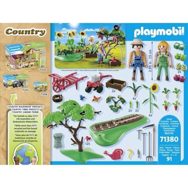 PLAYMOBIL 71380 Startpaket Grönsaksträdgård, Bondgårdsliv, Med 2 Figurer och Tillbehör, Från 4 Ålder