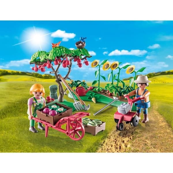 PLAYMOBIL 71380 Startpaket Grönsaksträdgård, Bondgårdsliv, Med 2 Figurer och Tillbehör, Från 4 Ålder