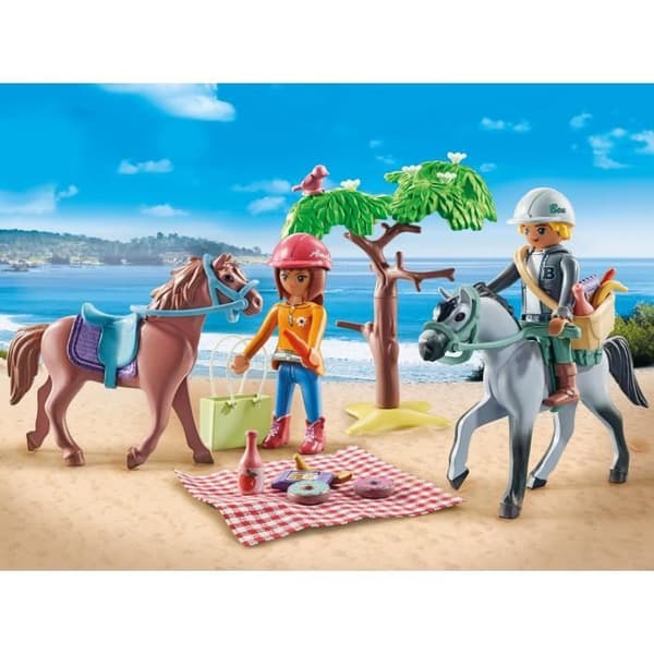 PLAYMOBIL 71470 Amelia och Ben med hästar - Vattenfallets hästar - 2 figurer och 2 hästar - Från 4 år