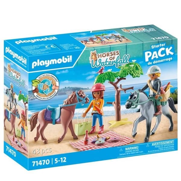 PLAYMOBIL 71470 Amelia och Ben med hästar - Vattenfallets hästar - 2 figurer och 2 hästar - Från 4 år