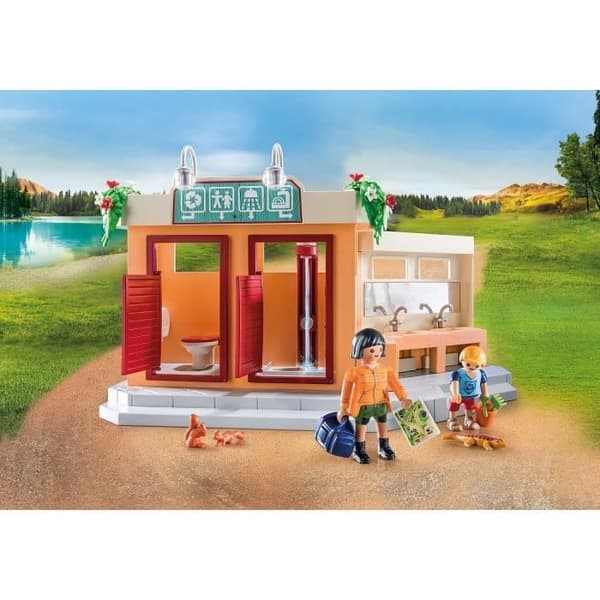 PLAYMOBIL 71424 Leirintä - Leirintämaailma - toiminnallisella suihkulla ja lisävarusteilla - 4-vuotiaasta alkaen