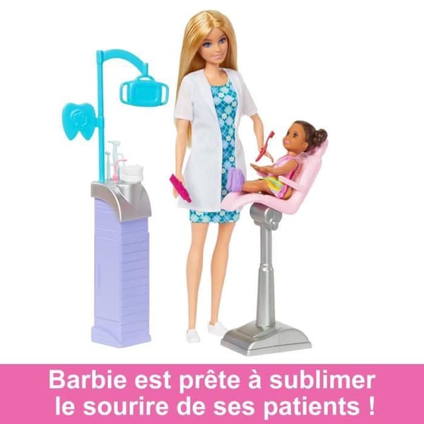 Barbie-Jobs-Barbie Tandlæge Dukke og Tilbehør Sæt HKT69