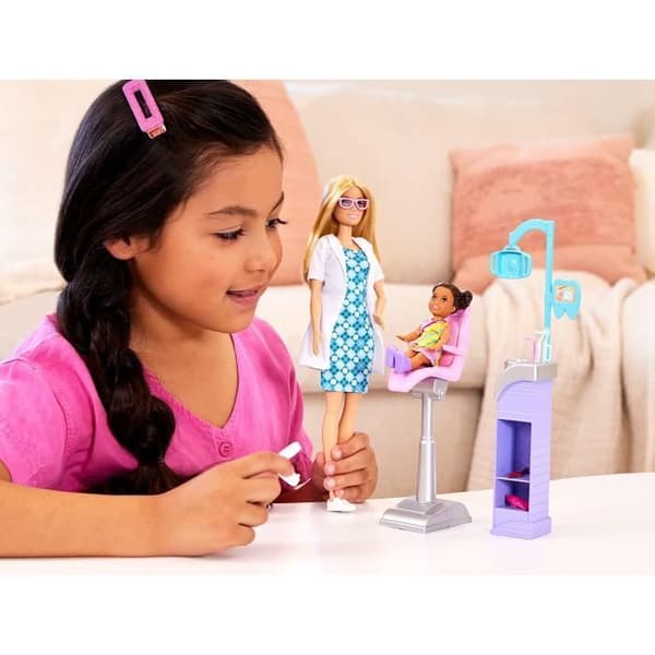 Barbie-Jobs-Barbie Tandlæge Dukke og Tilbehør Sæt HKT69