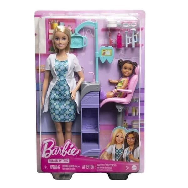 Barbie-Jobs-Barbie Tandlæge Dukke og Tilbehør Sæt HKT69