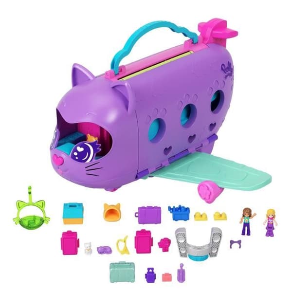 Polly Pocket Transformerende Killing Flyvemaskine Sæt med 2 Minifigurer HWP19