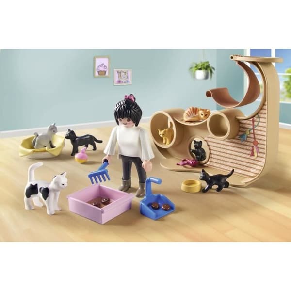 PLAYMOBIL 71744 Kattestang med 6 katte og 3 figurer, Mit liv, 72 dele, fra 4 år