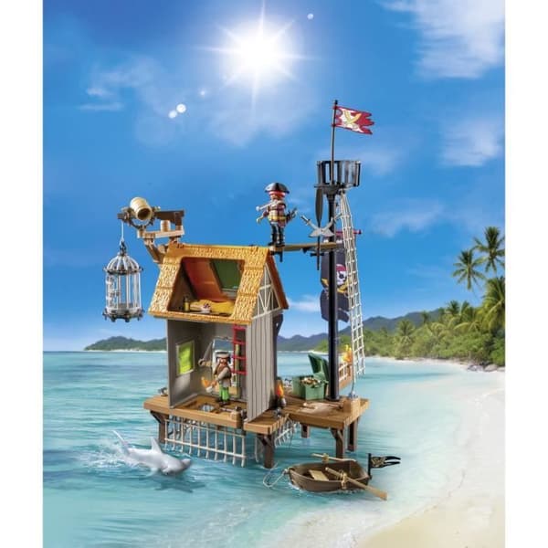 PLAYMOBIL 71792 Pirathavn med hule, fængsler og kanoner, 165 dele, pirater, fra 4 år