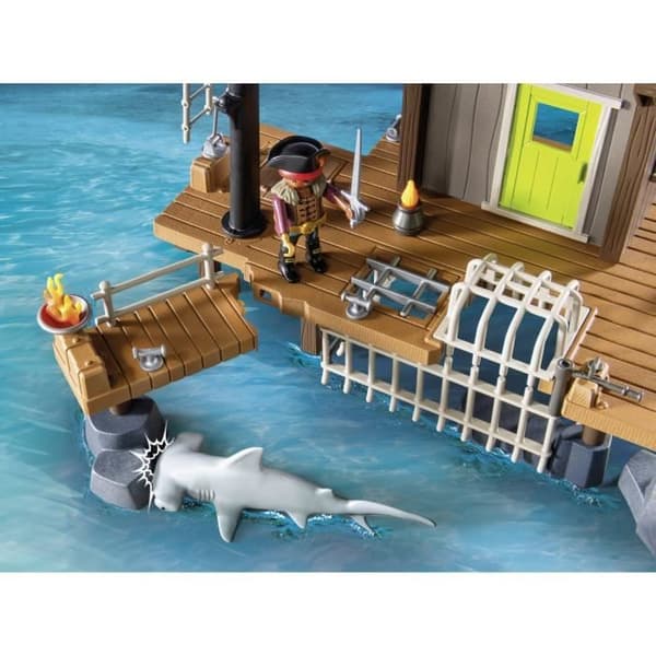 PLAYMOBIL 71792 Pirathavn med hule, fængsler og kanoner, 165 dele, pirater, fra 4 år