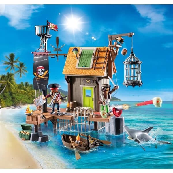 PLAYMOBIL 71792 Pirathavn med hule, fængsler og kanoner, 165 dele, pirater, fra 4 år