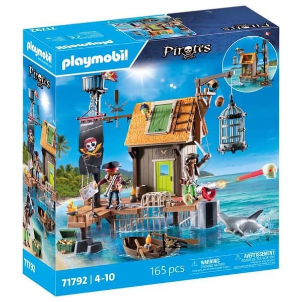 PLAYMOBIL 71792 Pirathavn med hule, fængsler og kanoner, 165 dele, pirater, fra 4 år
