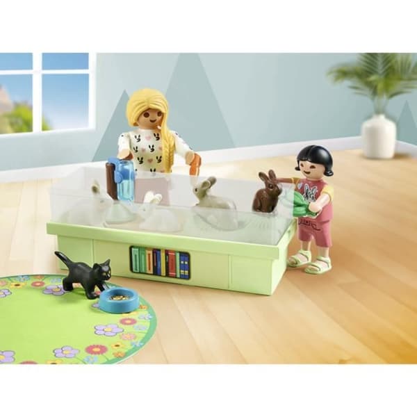 PLAYMOBIL 71753 Dyrehandel med kaninløbegård, Mit liv, Dyrepleje, 30 dele, fra 4 år