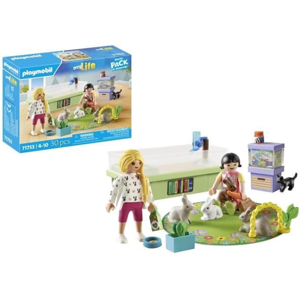 PLAYMOBIL 71753 Dyrehandel med kaninløbegård, Mit liv, Dyrepleje, 30 dele, fra 4 år