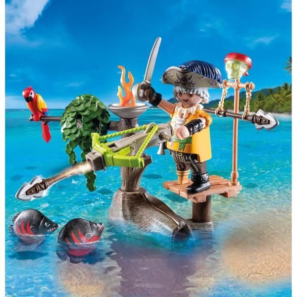 PLAYMOBIL 71795 Merirosvo jousella ja kalalla tähtäämiseen, 31 osaa, 4-vuotiaille