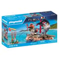 Miniatyrbillede 1 af 6: PLAYMOBIL 71794 Pirat med flydende tømmerflåde, kanoner og skat, Pirater, 41 dele, Fra 4 år