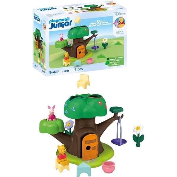 PLAYMOBIL Junior 71693 Peter Plys og Grisling med Hytte, 17 Dele, Junior & Disney, Fra 12 Måneder