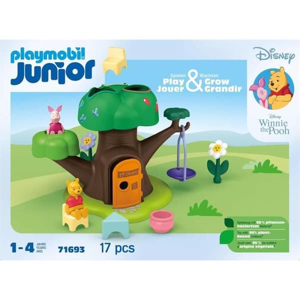 PLAYMOBIL Junior 71693 Peter Plys og Grisling med Hytte, 17 Dele, Junior & Disney, Fra 12 Måneder