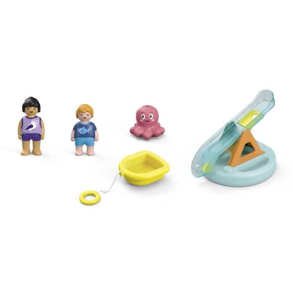 PLAYMOBIL Junior 71687 Saari vesiliukumäellä Sisältää kaksi hahmoa. mustekalanpoikasen ja tarvikkeita - Ikä 1 vuosi