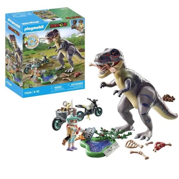 PLAYMOBIL 71524 Tutkimusmatkailija moottoripyörän ja tyrannosauruksen kanssa