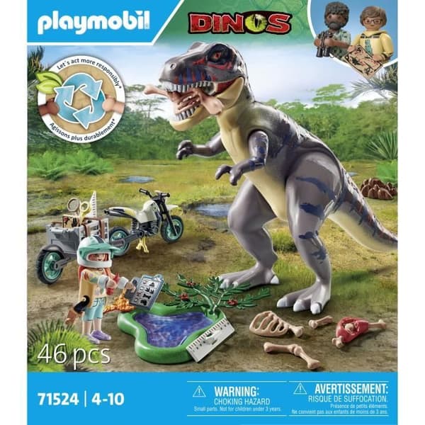 PLAYMOBIL 71524 Tutkimusmatkailija moottoripyörän ja tyrannosauruksen kanssa