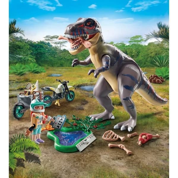 PLAYMOBIL 71524 Tutkimusmatkailija moottoripyörän ja tyrannosauruksen kanssa