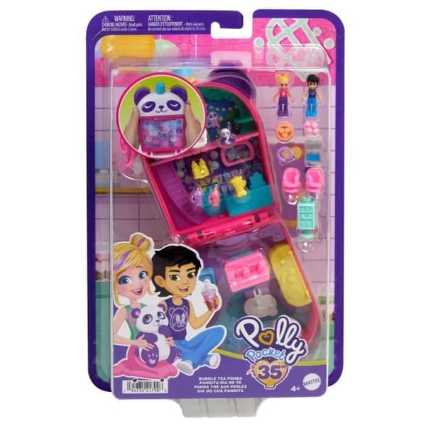 Polly Pocket Panda -kuplateerasia kahdella minihahmolla ja pandalla HWN95