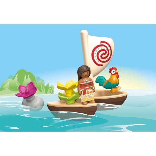 PLAYMOBIL Junior 71459 Vaiana og sejlbåd, flyder i vand, badelegetøj, Disney, fra 12 måneder