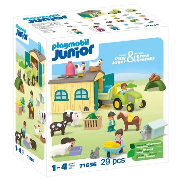 PLAYMOBIL Junior 71656 Landbrugstraktor og dyr, figurer, Til babyer og børn, Fra 18 måneder