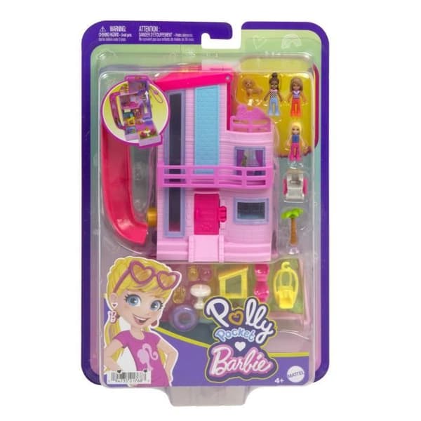 Polly Pocket Barbie Drömhuslåda med 3 minifigurer HWP11