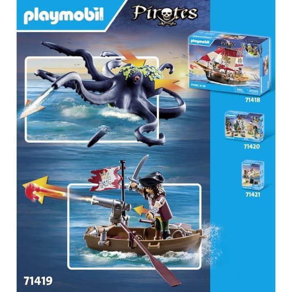 PLAYMOBIL 71419 Pirat med kæmpeblæksprutte, pirater, 44 dele, fra 4 år