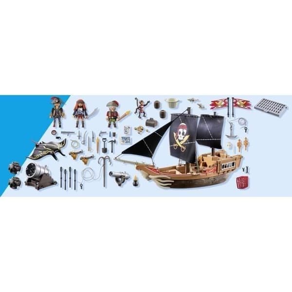 PLAYMOBIL 71530 Piratskepp, 137 delar inklusive 3 karaktärer och 4 djur, Pirater, Kreativt rollspel, Från 4 år