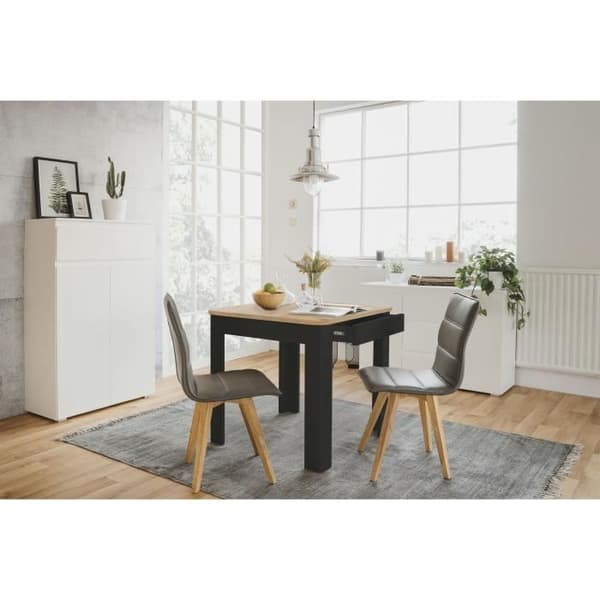 OSLO Bord - Rektangulärt - 4 personer - 80 x 77 x 80 cm - Svart / Hantverksek