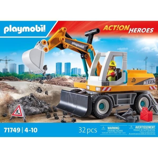 PLAYMOBIL 71749 Mekaaninen kaivinkone ja työntekijä