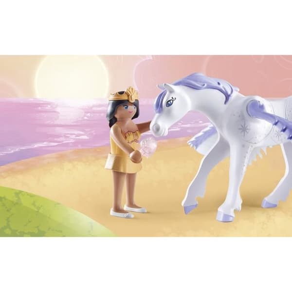 PLAYMOBIL 71361 Siivekäs hevonen koristeeksi - Prinsessan taikaa - Mukana prinsessa, ritari ja sateenkaari koristeeksi - 4-vuotiaasta alkaen