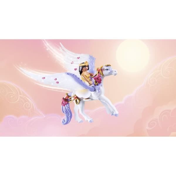 PLAYMOBIL 71361 Siivekäs hevonen koristeeksi - Prinsessan taikaa - Mukana prinsessa, ritari ja sateenkaari koristeeksi - 4-vuotiaasta alkaen