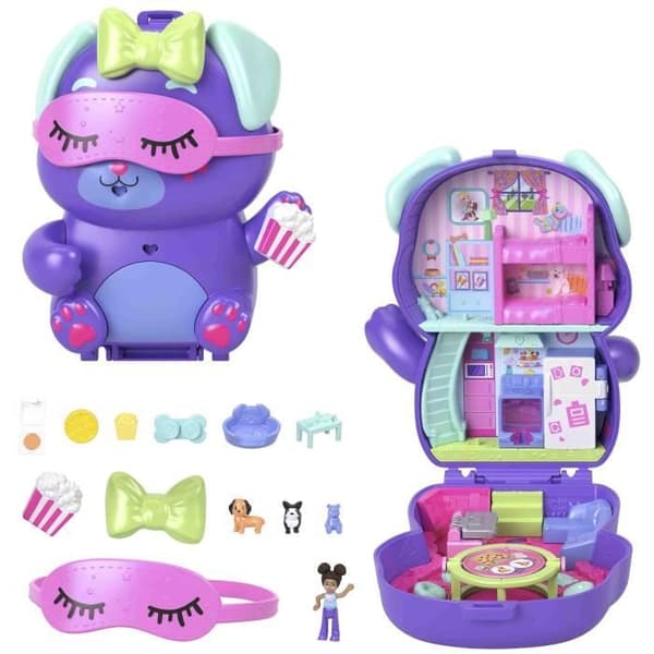 Polly Pocket Pyjamasfestlig Hvalpelegesæt - Rejselegetøj - Alder 4+ - JCR38