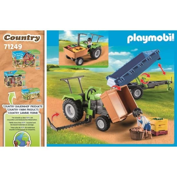 PLAYMOBIL 71249 Traktori perävaunulla, Maatila, 42 osaa, Ikä 4+