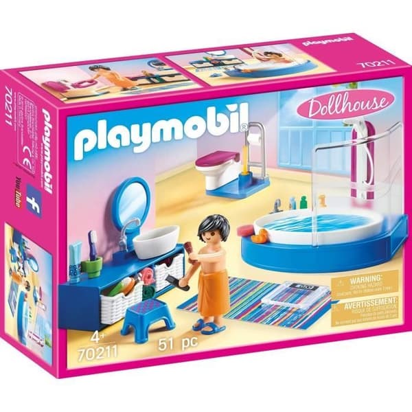 PLAYMOBIL 70211 - Nukkekoti La Maison Traditionnelle - Kylpyhuone kylpyammeella - Uutta vuodelle 2020