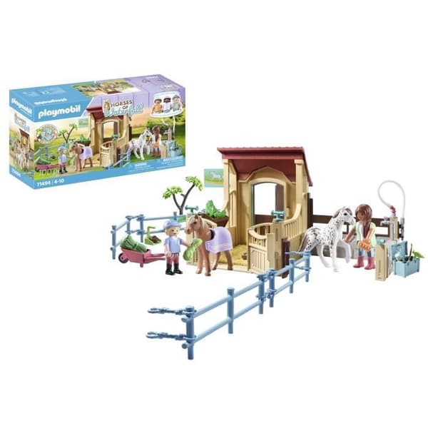 PLAYMOBIL 71494 Vandfaldets Heste - Heste med Stald og Ponyer - Alder 4+ - Kreativ Rolleleg