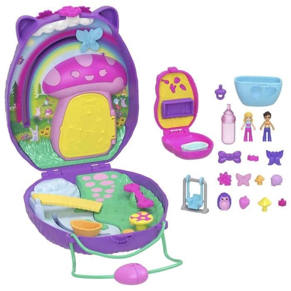 Polly Pocket Äiti ja vauva Siilit -käsilaukkusetti kahdella hahmolla - JBJ91 Ikä 4+