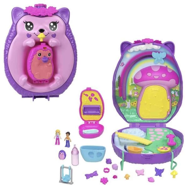 Polly Pocket Äiti ja vauva Siilit -käsilaukkusetti kahdella hahmolla - JBJ91 Ikä 4+