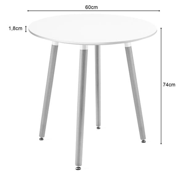 KAMI Runt bord 60cm - vit / naturliga ben