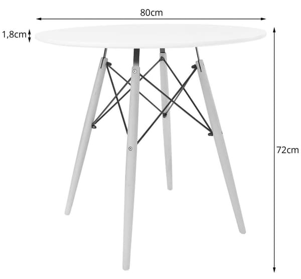 TODI Runt Bord 80cm - Vitt