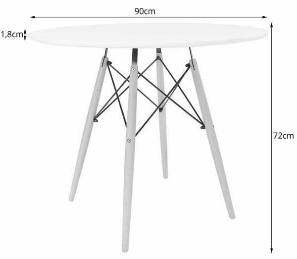 TODI Runt Bord 90cm - Vitt