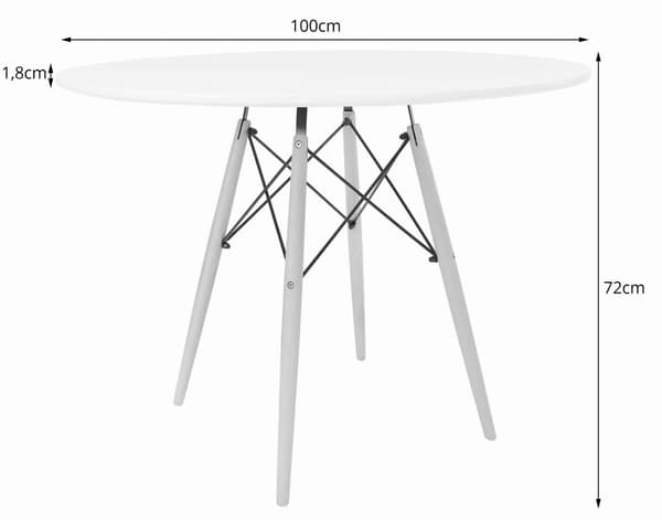TODI Runt Bord 100cm - Vitt