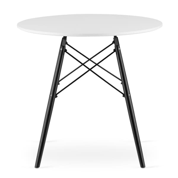 TODI Pyöreä pöytä 80cm - Valkoinen / Mustat jalat