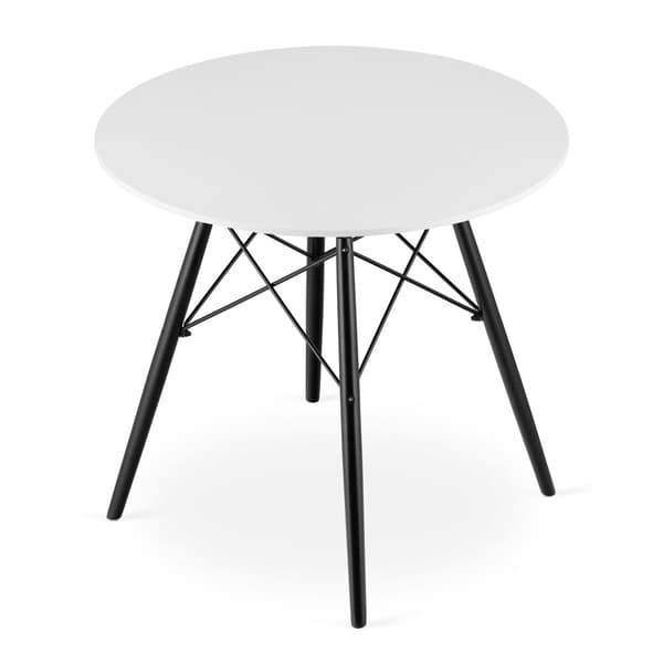TODI Pyöreä pöytä 80cm - Valkoinen / Mustat jalat
