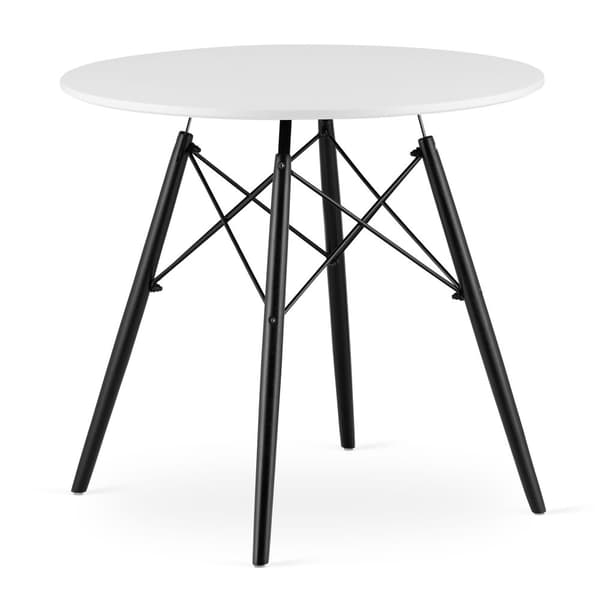 TODI Runt Bord 80cm - Vita / Svarta Ben