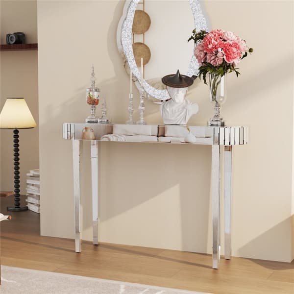 Spejlet konsolbord, Makeup Vanity Skrivebord, Hjemmekontor Skrivebord, Sølv