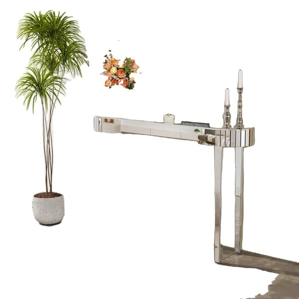 Spejlet konsolbord, Makeup Vanity Skrivebord, Hjemmekontor Skrivebord, Sølv