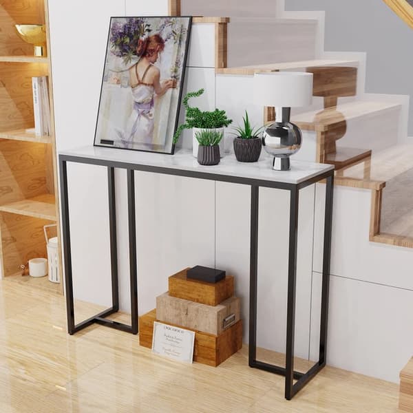 Konsolbord, marmorskiva, modern design, Vit Svart
